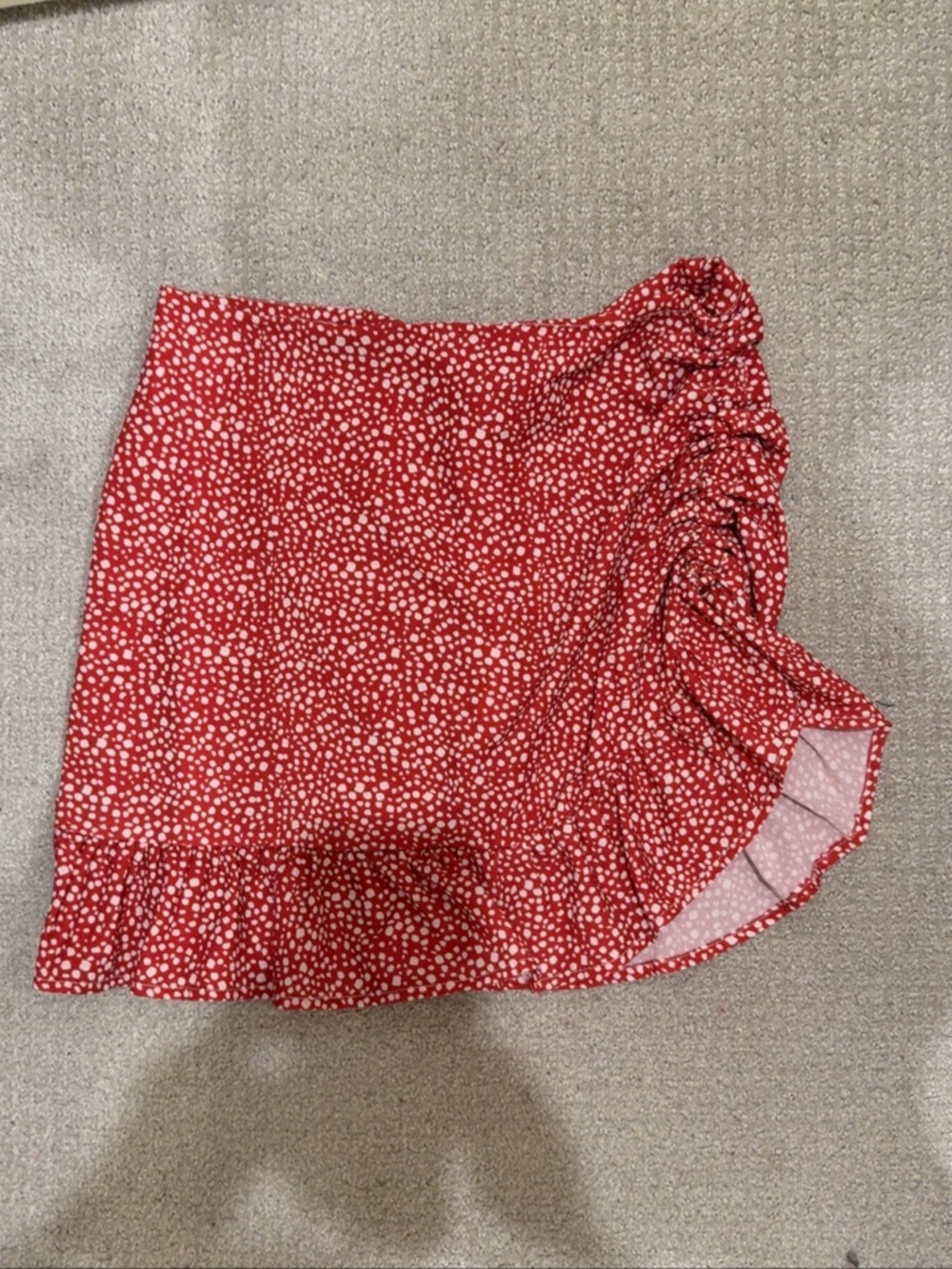 Red Ruffled Polka Dot Mini Skirt